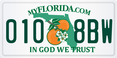 FL license plate 0108BW