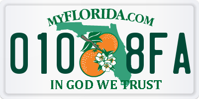 FL license plate 0108FA
