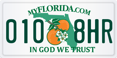 FL license plate 0108HR