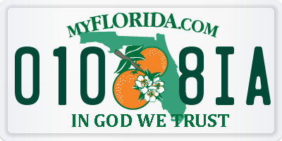 FL license plate 0108IA