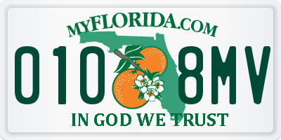 FL license plate 0108MV