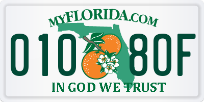 FL license plate 0108OF