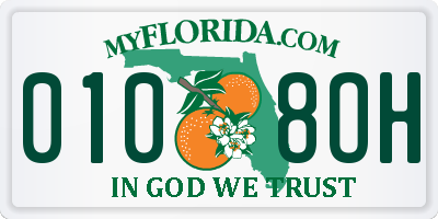 FL license plate 0108OH