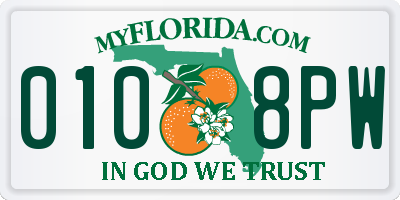 FL license plate 0108PW
