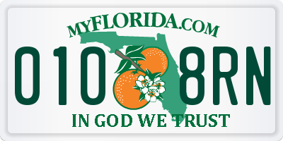 FL license plate 0108RN