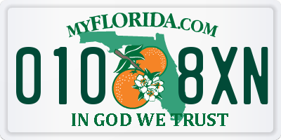 FL license plate 0108XN