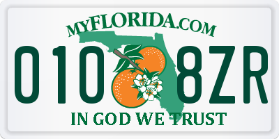 FL license plate 0108ZR