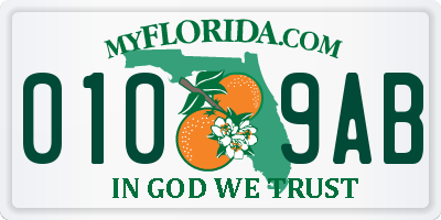 FL license plate 0109AB