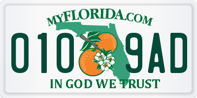 FL license plate 0109AD