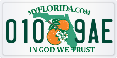 FL license plate 0109AE