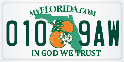 FL license plate 0109AW