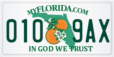 FL license plate 0109AX