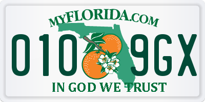 FL license plate 0109GX