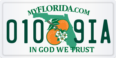 FL license plate 0109IA