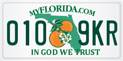 FL license plate 0109KR