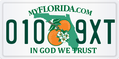 FL license plate 0109XT
