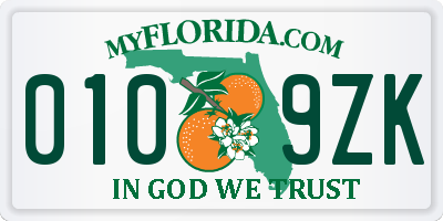 FL license plate 0109ZK