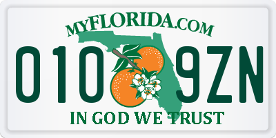FL license plate 0109ZN