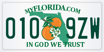FL license plate 0109ZW
