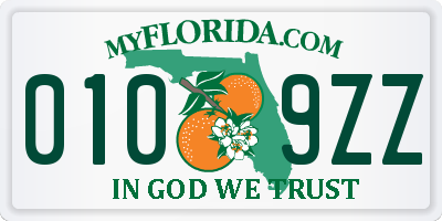 FL license plate 0109ZZ