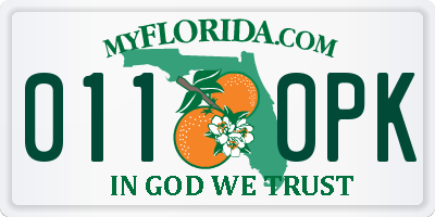 FL license plate 0110PK