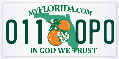 FL license plate 0110PO