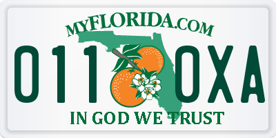 FL license plate 0110XA