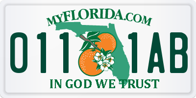 FL license plate 0111AB