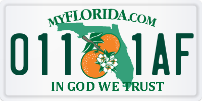 FL license plate 0111AF
