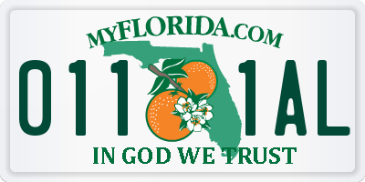 FL license plate 0111AL