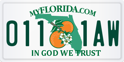 FL license plate 0111AW