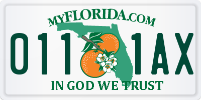 FL license plate 0111AX