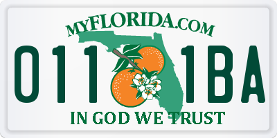 FL license plate 0111BA
