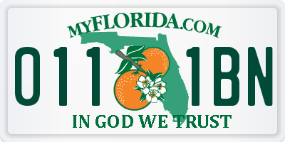 FL license plate 0111BN