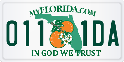 FL license plate 0111DA