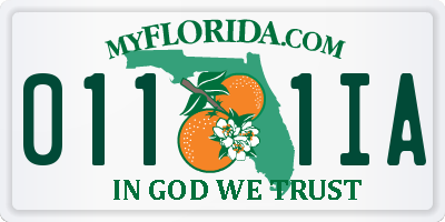 FL license plate 0111IA
