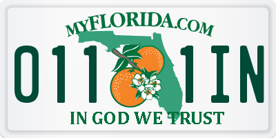 FL license plate 0111IN