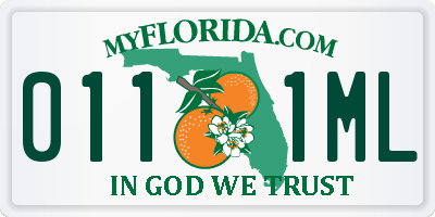 FL license plate 0111ML