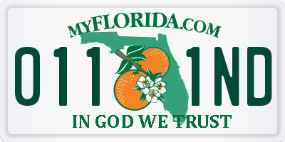 FL license plate 0111ND