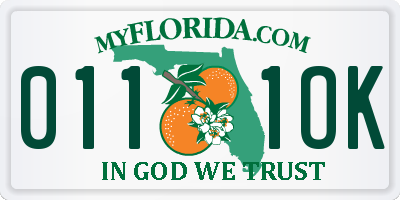 FL license plate 0111OK