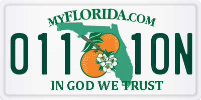 FL license plate 0111ON