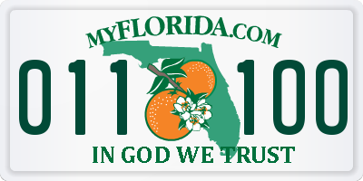 FL license plate 0111OO