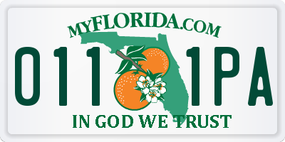 FL license plate 0111PA