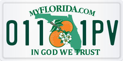 FL license plate 0111PV