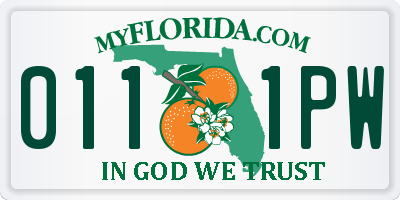 FL license plate 0111PW