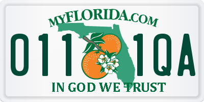 FL license plate 0111QA