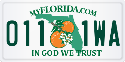 FL license plate 0111WA