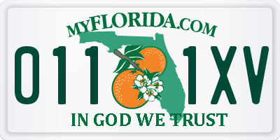 FL license plate 0111XV