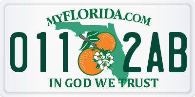 FL license plate 0112AB