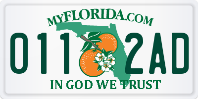 FL license plate 0112AD